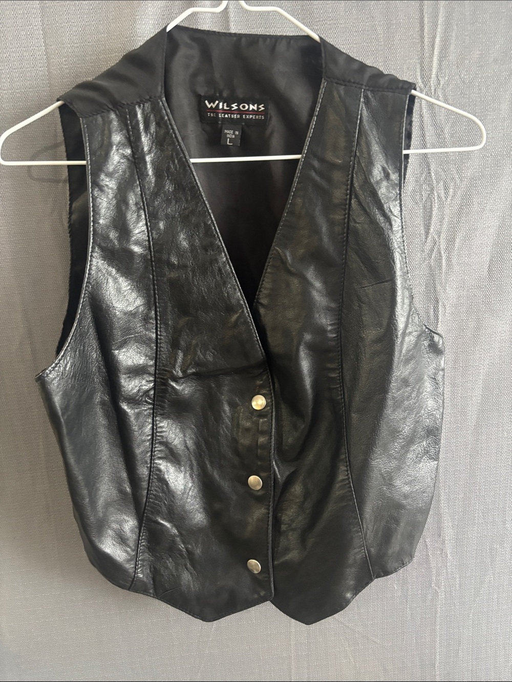Wilson Black Leather Button-Front Vest